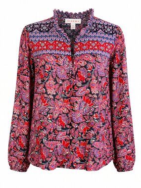 XIRENA Floral Long Sleeve Blouse Size Small